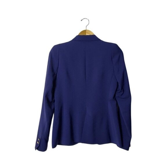 Zara Woman Blue Blazer With Gold Button & Star Print Lining Long Sleeves Rear Ve - Picture 8 of 8